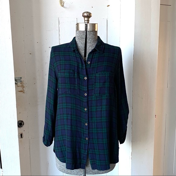 Forever 21 Plaid Tartan Flannel Shacket Shirt Roll Tab Sleeves - Picture 1 of 11